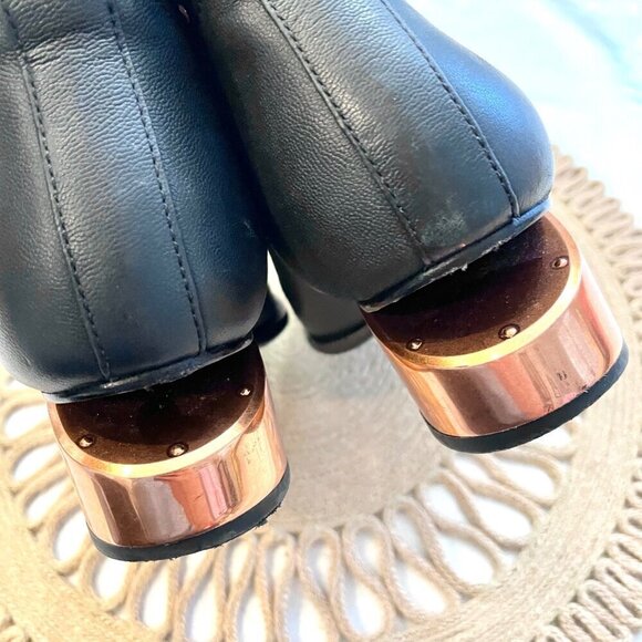 Alexander Wang Kori Black Leather Chelsea Ankle Booties Rose Gold Heel EU 38.5 - Picture 9 of 13